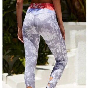Free People Movement Leggings Small Gray Floral Wave Rider High Rise